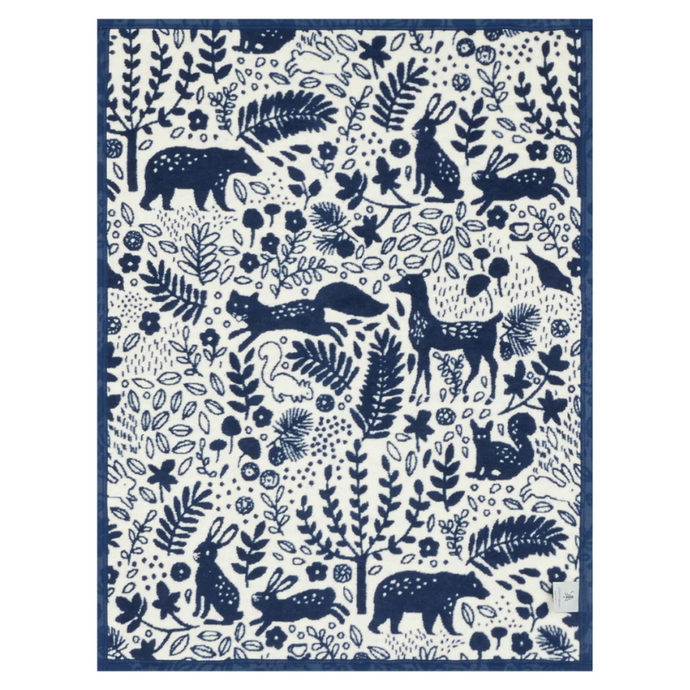 Whimsical Woods Navy Mini Blanket-Becket Hitch