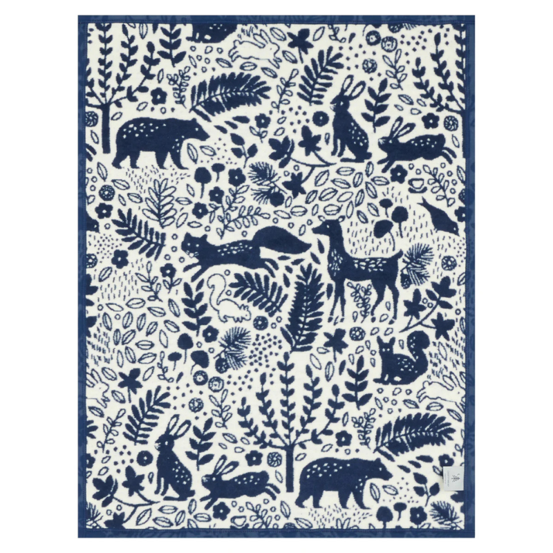 Whimsical Woods Navy Mini Blanket-Becket Hitch