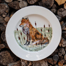 Load image into Gallery viewer, Wildlife Fox Rimmed Round Platter-Becket Hitch
