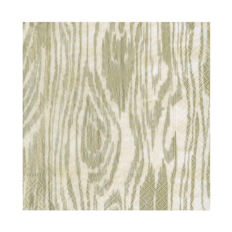 Woodgrain Silver & Gold Luncheon Napkins-Becket Hitch