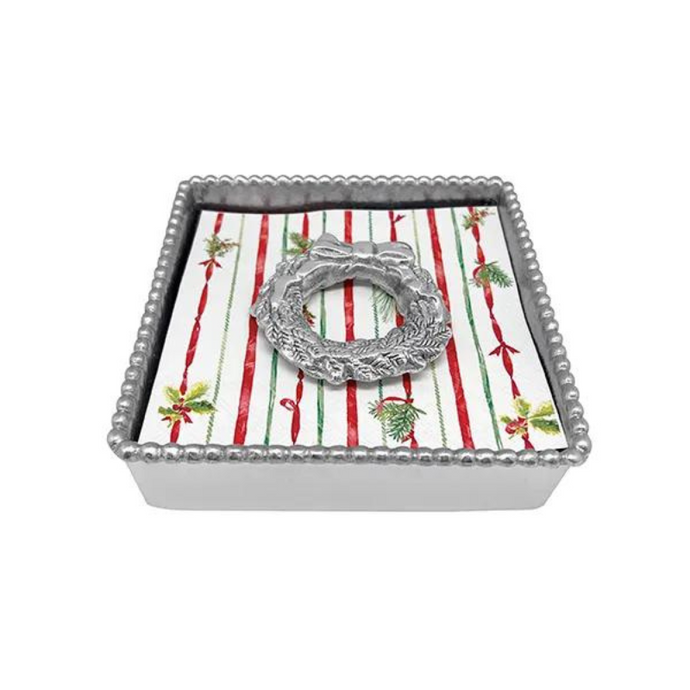 Wreath Beaded Napkin Box Set-Becket Hitch