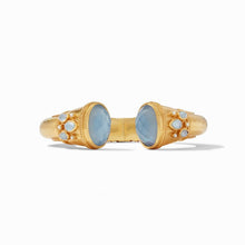 Load image into Gallery viewer, Cannes Hinge Cuff in Iridescent Chalcedony Blue
