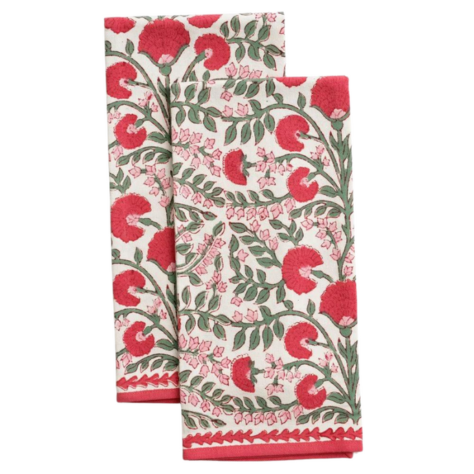 Cactus Flower Scarlet and Rose Tea Towel - Becket Hitch