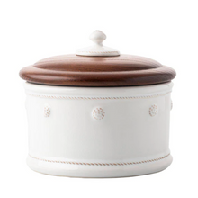 Load image into Gallery viewer, Berry &amp; Thread Dog Treat Canister with Wooden Lid
