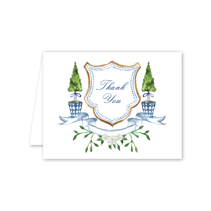 Blue Topiary Crest Thank You-Becket Hitch