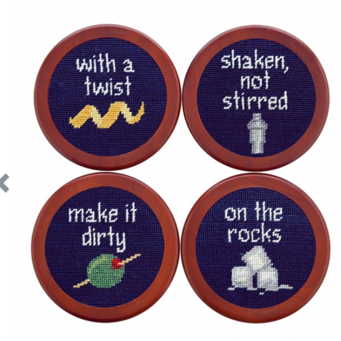 Cocktail Orders Needlepoint Coaster Set - becket hitch