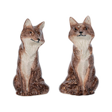 Load image into Gallery viewer, Clever Creatures Walnut Louis &amp; Marie Fox Salt &amp; Pepper Shakers
