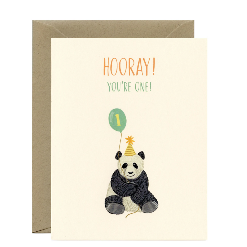Panda First Birthday Card