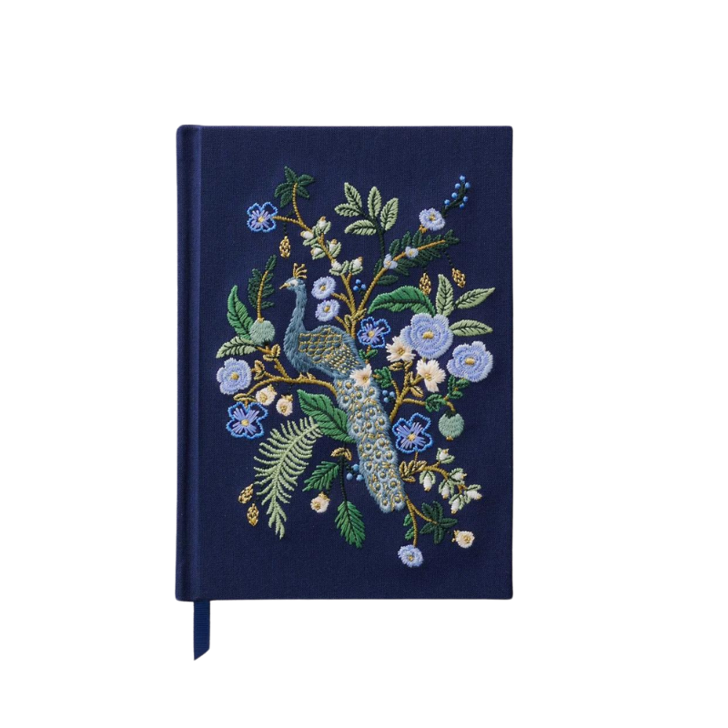 Peacock Embroidered Journal - becket hitch