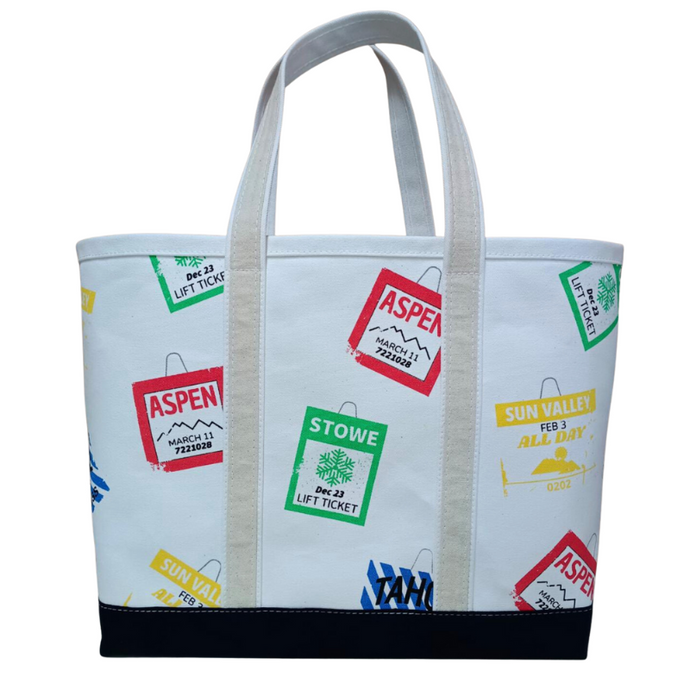 Vintage Ski Lift Tickets Tote - becket hitch