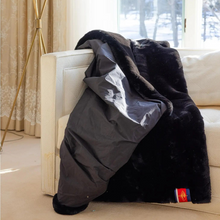 Load image into Gallery viewer, Black Faux Fur Blanket - becket hitch
