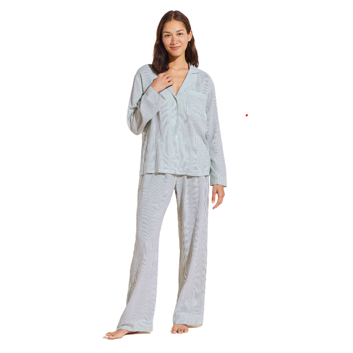 Nautico Long PJ Set in White/Forest Green - Becket Hitch