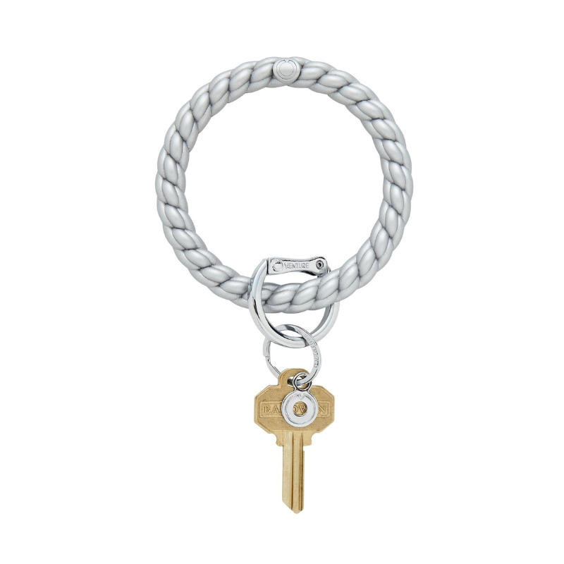 Solid Quicksilver Braided Silicone Key Ring