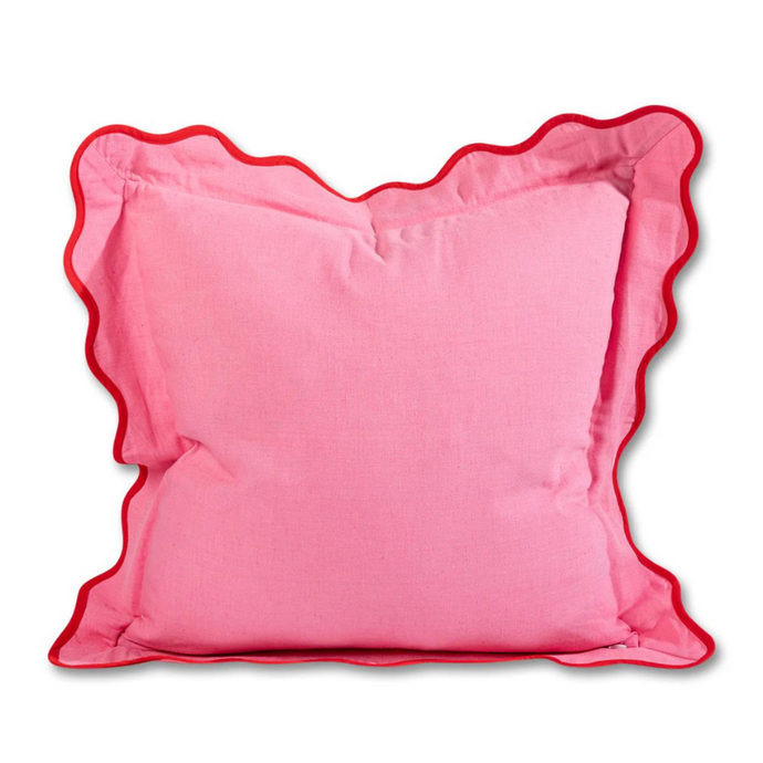 Darcy Linen Pillow in Light Pink and Cherry - becket hitch