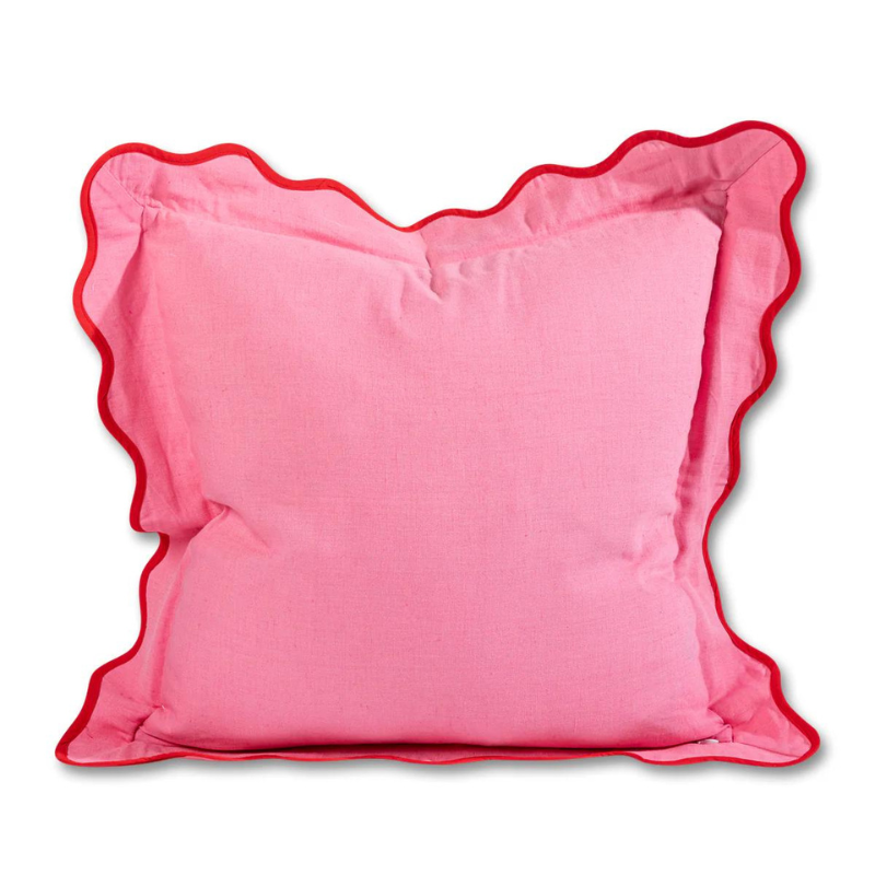Darcy Linen Pillow in Light Pink and Cherry - becket hitch