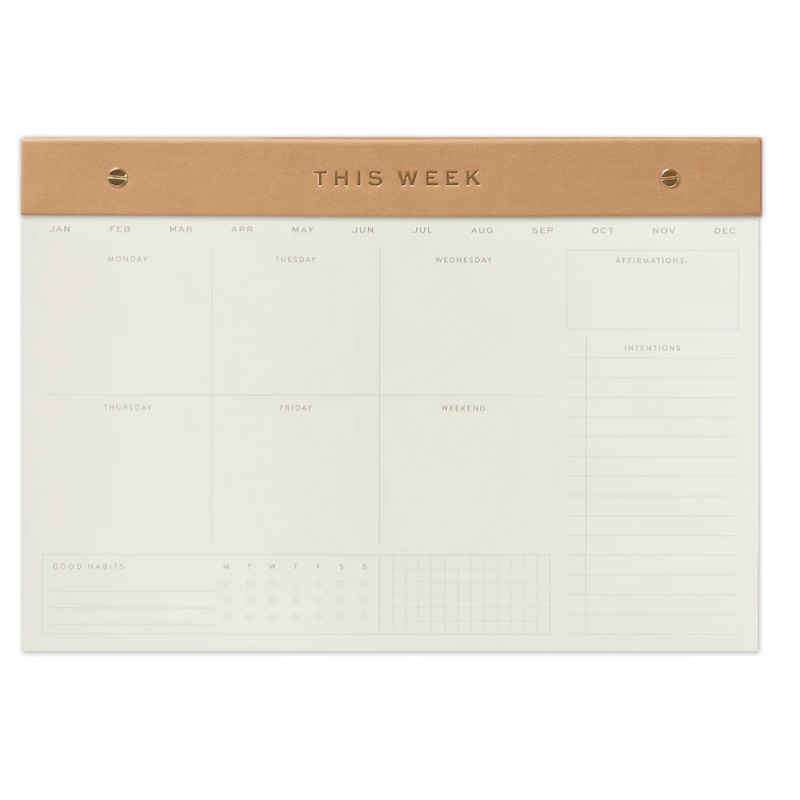 Weekly Postboud Notepad in Camel