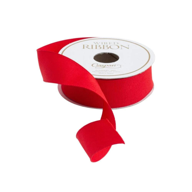 Narrow Red Grosgrain Wired Ribbon