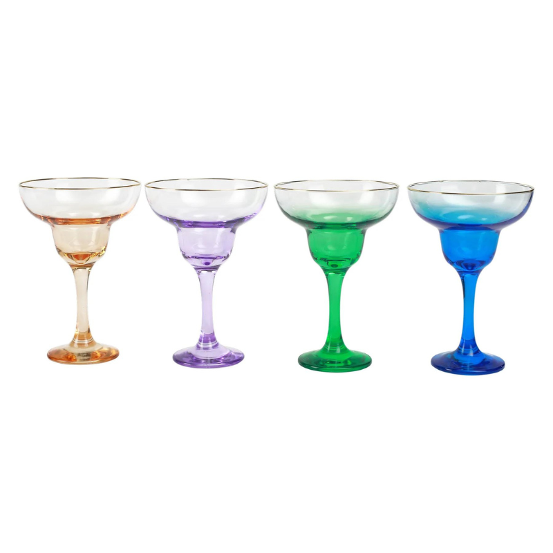 Rainbow Jewel Tone Margarita Glass