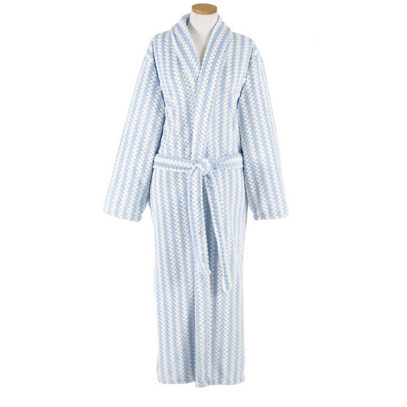 Blue Bubble Stripe Fleece Soft Robe