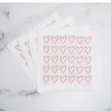 Load image into Gallery viewer, Pink Half Hearted Linen Coasters
