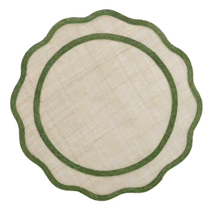 Scalloped Rice Paper Placemat , Green - becket hitch