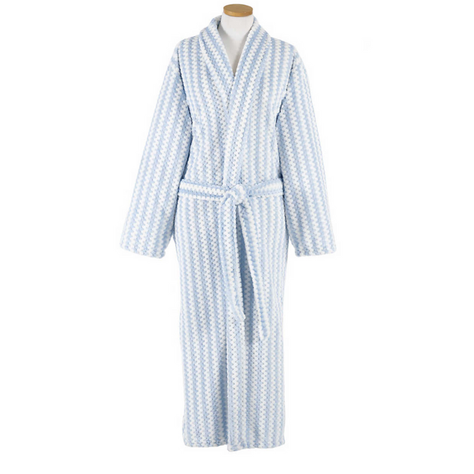 Blue Bubble Stripe Fleece Soft Robe - Becket Hitch