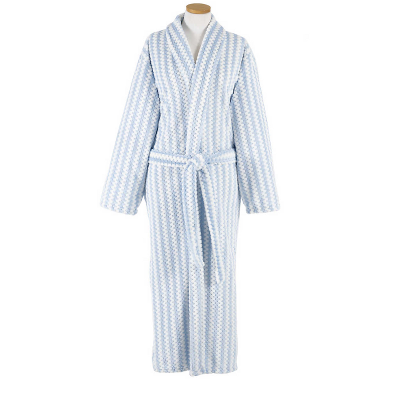 Blue Bubble Stripe Fleece Soft Robe - Becket Hitch