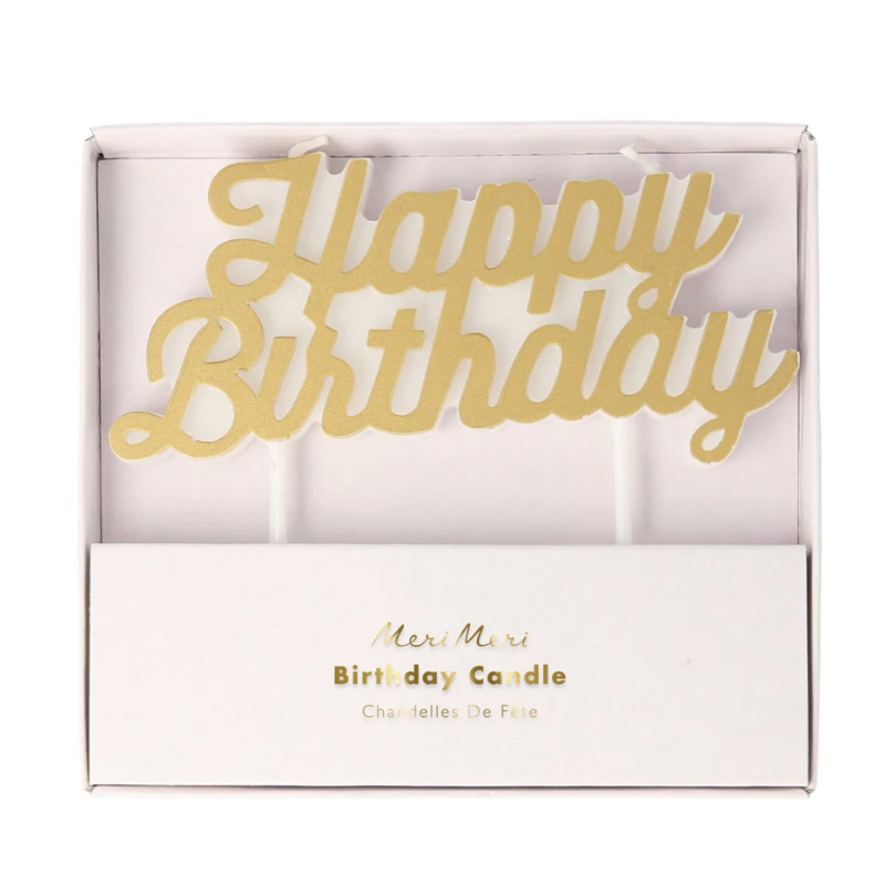 Gold Happy Birthday Candle-Becket Hitch
