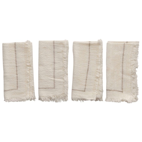 Ivory Fringe Napkins-Becket Hitch