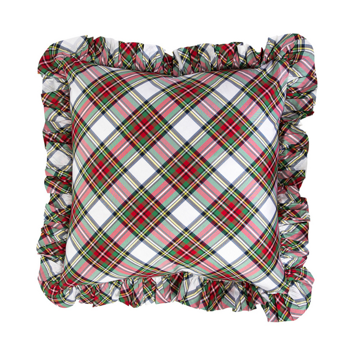 Stewart Tartan Ruffle Pillow-Becket Hitch