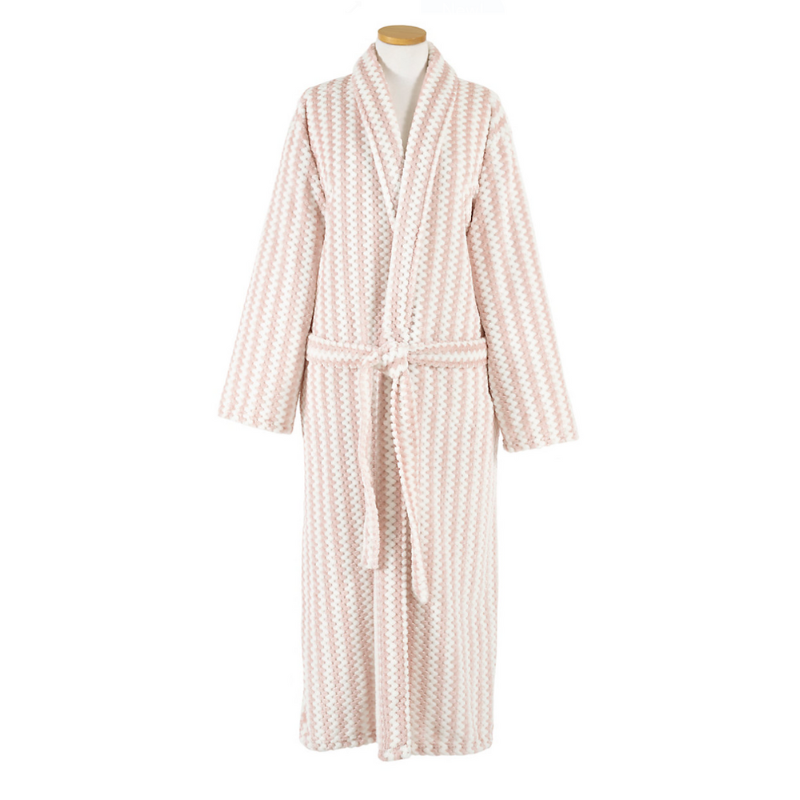 Slipper Pink Bubble Stripe Fleece Soft Robe