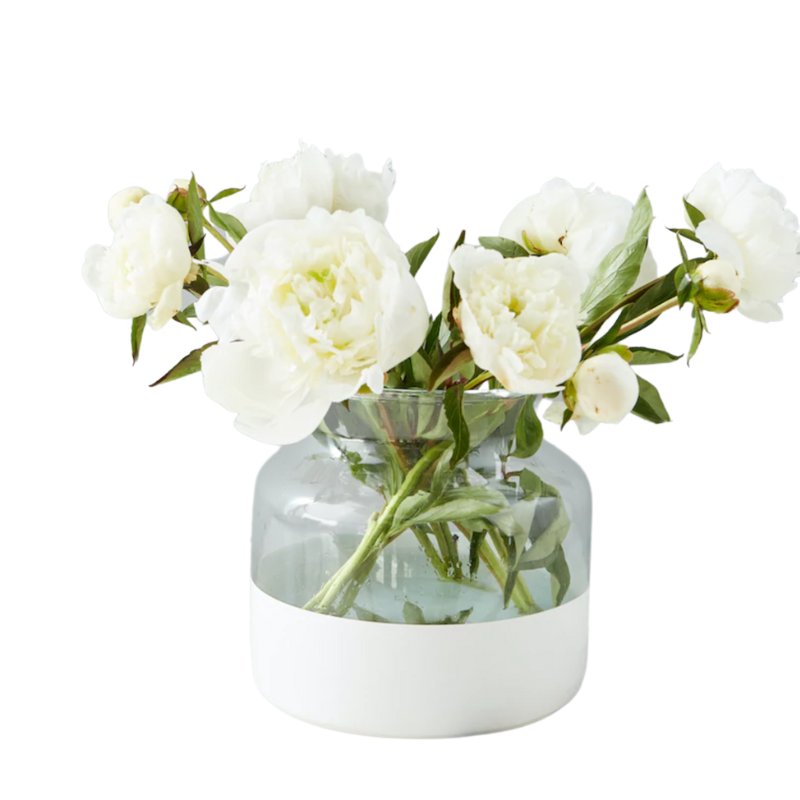 White Colorblock Flower Vase