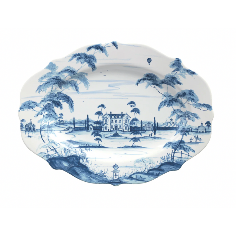 Country Estate Platter 18 in. - Delft Blue - Becket HItch