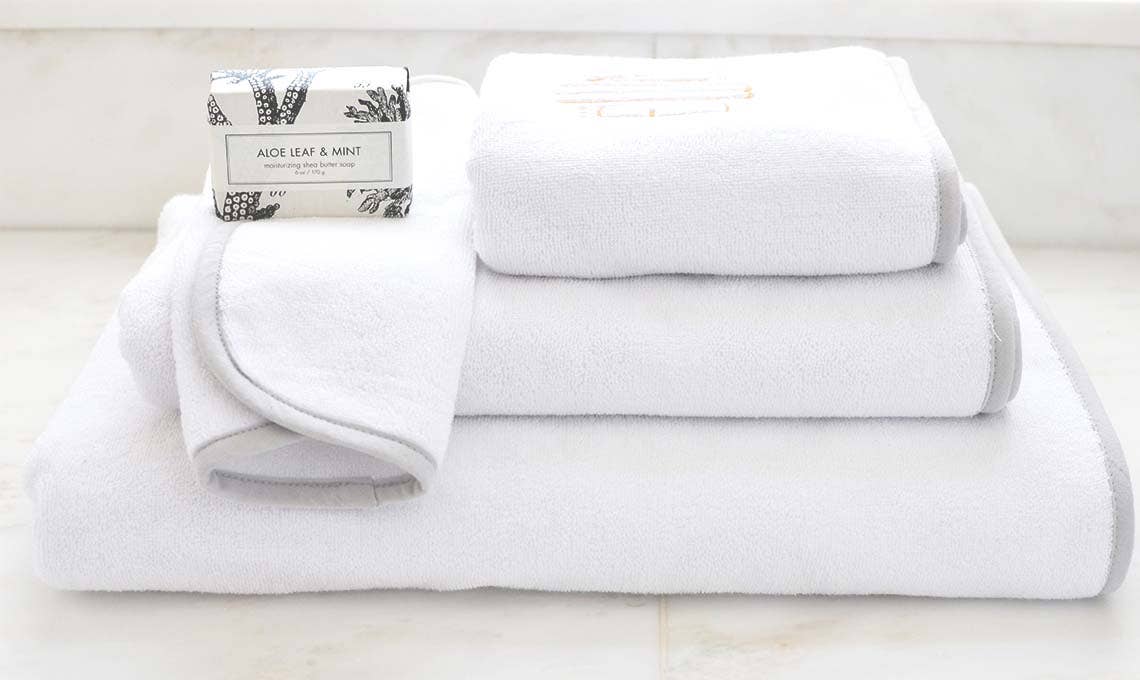 Grey Piped Terry Bath Towel
